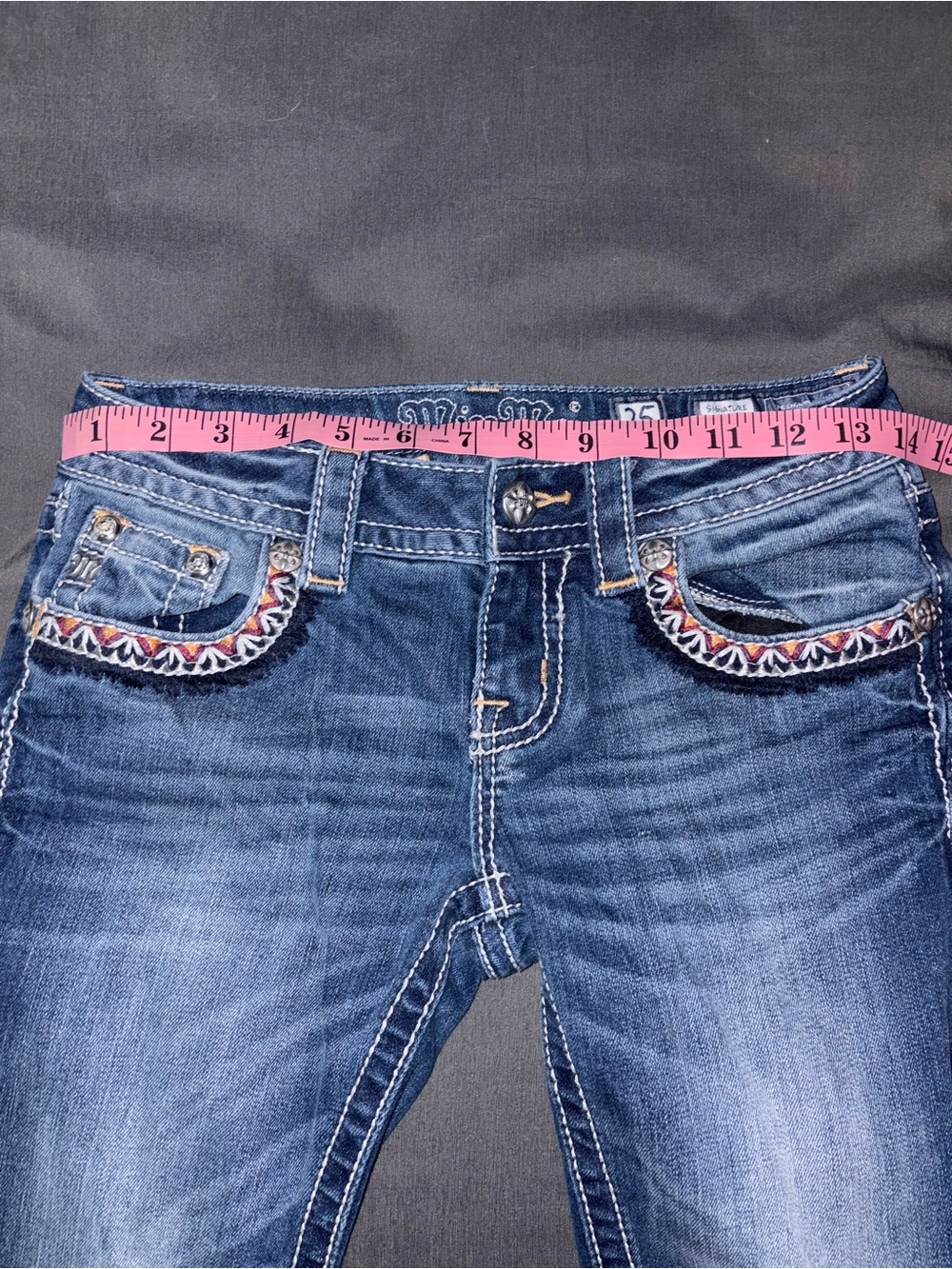 Miss Me Blue Boot Cut Jeans with Embroidered Pocket Trim - Picture 3 of 3